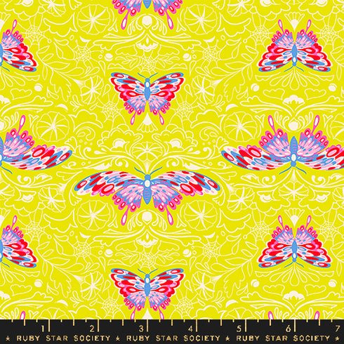 Glow Garden Morning Moth in Citron RS2116 14N - Ruby Star Society Sold by the Half Yard